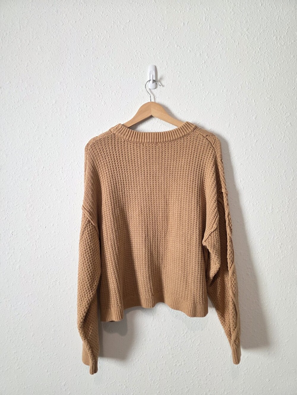 Quince Camel Cable Knit Cotton Sweater XL - Picture 7 of 9